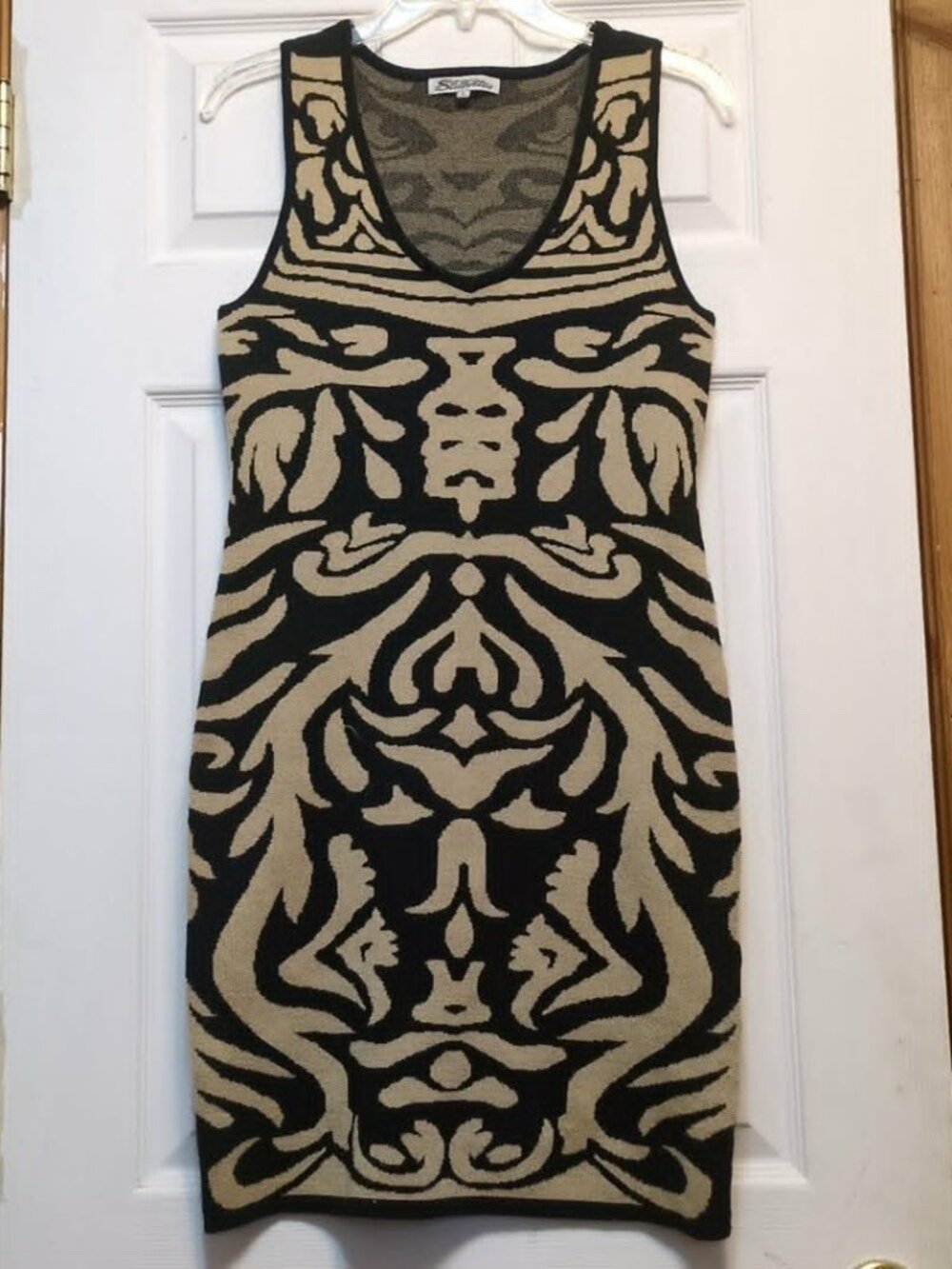 Stilleto's Knit Sweater Tank Dress Sleeveless Sz Large Bodycon Sleeveless Aztec